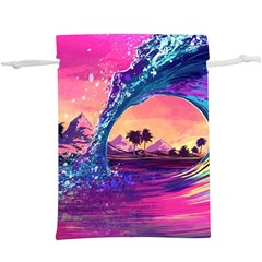 Retro Wave Ocean Lightweight Drawstring Pouch (xl) by uniart180623