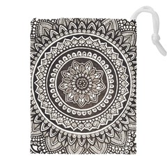 Mandala Circles Drawing Pattern Drawstring Pouch (5xl) by uniart180623