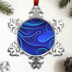 Spiral Shape Blue Abstract Metal Small Snowflake Ornament by uniart180623