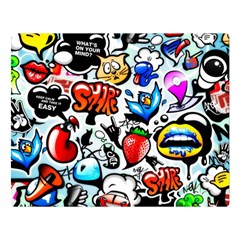 Graffiti Art Cartoon Comic Two Sides Premium Plush Fleece Blanket (large) by uniart180623