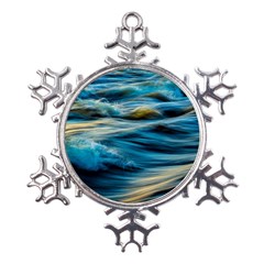 Waves Abstract Metal Large Snowflake Ornament by uniart180623