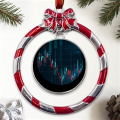 Flag Patterns On Forex Charts Metal Red Ribbon Round Ornament by uniart180623