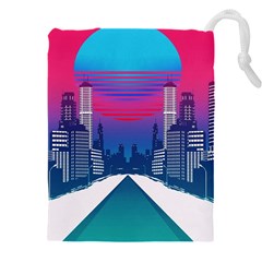 Retro Cityscape Artist Artwork Digital Art Drawstring Pouch (5xl) by uniart180623