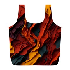 Abstract Colorful Waves Painting Art Full Print Recycle Bag (l) by Simbadda