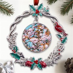 Nature Beautiful Rainbow Metal X mas Wreath Holly Leaf Ornament by artworkshop