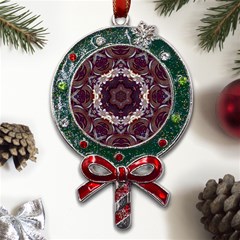 Rosette Kaleidoscope Mosaic Abstract Background Metal X mas Lollipop With Crystal Ornament by Simbadda