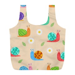 Seamless Pattern Cute Snail With Flower Leaf Full Print Recycle Bag (l) by Simbadda