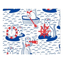 Nautical Cats Seamless Pattern Two Sides Premium Plush Fleece Blanket (large) by Simbadda
