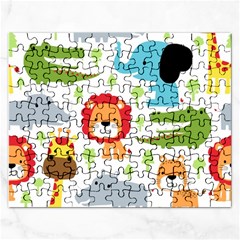 Seamless Pattern Vector With Animals Cartoon Rectangular Jigsaw Puzzl by Simbadda