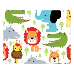 Seamless Pattern Vector With Animals Cartoon Two Sides Premium Plush Fleece Blanket (large) by Simbadda