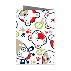Animals Pattern Mini Greeting Cards (pkg Of 8) by Simbadda