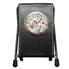 Animals Pattern Pen Holder Desk Clock by Simbadda