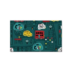 Seamless Pattern Hand Drawn With Vehicles Buildings Road Sticker Rectangular (10 Pack) by Simbadda