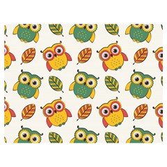 Background-with-owls-leaves-pattern Two Sides Premium Plush Fleece Blanket (extra Small) by Simbadda