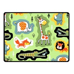 Seamless-pattern-with-wildlife-animals-cartoon Fleece Blanket (small) by Simbadda