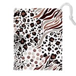 Mix Animal Skin Prints Seamless Pattern Vector Drawstring Pouch (4XL) Front