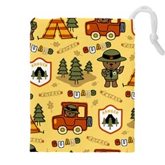 Seamless Pattern Funny Ranger Cartoon Drawstring Pouch (4xl) by Simbadda