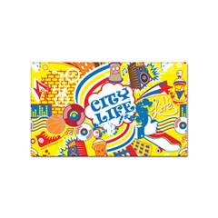 Colorful City Life Horizontal Seamless Pattern Urban City Sticker Rectangular (10 Pack) by Simbadda