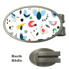 Vector Set Isolates With Cute Bird Scandinavian Style Money Clips (oval)  by Simbadda