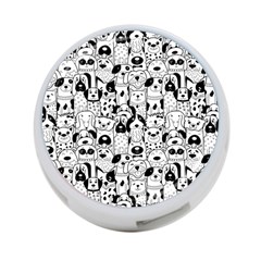 Seamless-pattern-with-black-white-doodle-dogs 4-port Usb Hub (one Side) by Simbadda