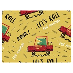 Childish-seamless-pattern-with-dino-driver Two Sides Premium Plush Fleece Blanket (extra Small) by Simbadda