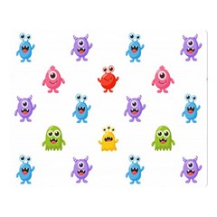 Seamless-pattern-cute-funny-monster-cartoon-isolated-white-background Two Sides Premium Plush Fleece Blanket (large) by Simbadda