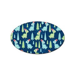 Cute-dinosaurs-animal-seamless-pattern-doodle-dino-winter-theme Sticker Oval (100 Pack) by Simbadda