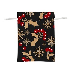 Christmas-pattern-with-snowflakes-berries Lightweight Drawstring Pouch (s) by Simbadda