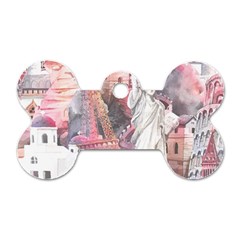 Vintage Landmarks Travel Dog Tag Bone (two Sides) by Proyonanggan
