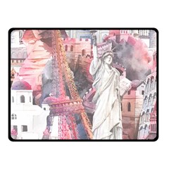 Vintage Landmarks Travel Fleece Blanket (small) by Proyonanggan
