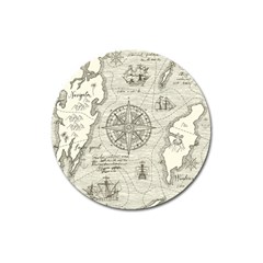 Vintage World Map Antique Magnet 3  (round) by Proyonanggan