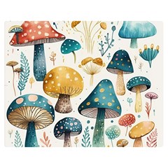 Mushroom Forest Fantasy Flower Nature Premium Plush Fleece Blanket (medium) by Bangk1t