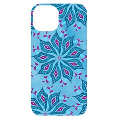 Flower Template Mandala Nature Blue Sketch Drawing Iphone 14 Black Uv Print Case by Bangk1t