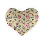Pig Animal Love Romance Seamless Texture Pattern Standard 16  Premium Heart Shape Cushions Back