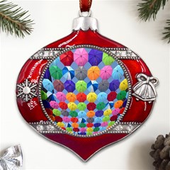 Umbrella Metal Snowflake And Bell Red Ornament by artworkshop