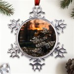 White Flower Metal Large Snowflake Ornament Front