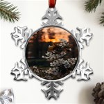 White Flower Metal Small Snowflake Ornament Front