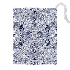 Blue Biro Arabesque Drawstring Pouch (4xl) by kaleidomarblingart