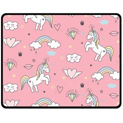 Cute-unicorn-seamless-pattern Fleece Blanket (medium) by pakminggu
