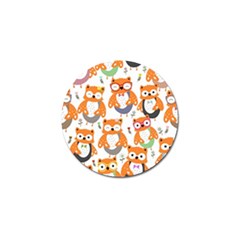 Cute-colorful-owl-cartoon-seamless-pattern Golf Ball Marker by pakminggu