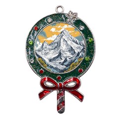 Nature Mountains Landscape Forest Metal X mas Lollipop With Crystal Ornament by Ravend