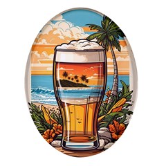 Beach Summer Drink Oval Glass Fridge Magnet (4 Pack) by uniart180623