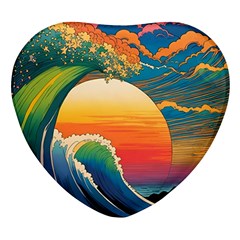 Waves Rainbow Sea Heart Glass Fridge Magnet (4 Pack) by uniart180623