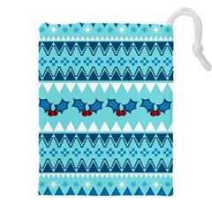 Blue Christmas Vintage Ethnic Seamless Pattern Drawstring Pouch (4xl) by Bedest
