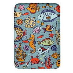 Cartoon Underwater Seamless Pattern With Crab Fish Seahorse Coral Marine Elements Rectangular Glass Fridge Magnet (4 Pack) by Bedest