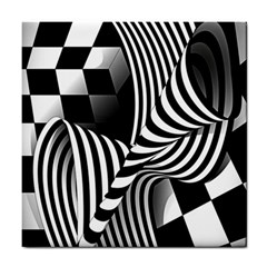Op-art-black-white-drawing Tile Coaster by Bedest