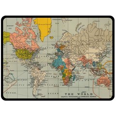Vintage World Map Two Sides Fleece Blanket (large) by Cowasu