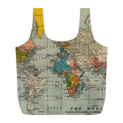 Vintage World Map Full Print Recycle Bag (l) by Cowasu