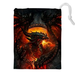 Dragon Fire Fantasy Art Drawstring Pouch (4xl) by Cowasu