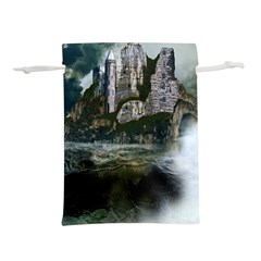 Sea-island-castle-landscape Lightweight Drawstring Pouch (l) by Cowasu